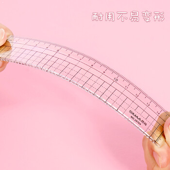 西玛（SIMAA）透明波浪直尺15cm考试绘画制图塑料尺15厘米学生绘图尺刻度尺多功能格尺 19764