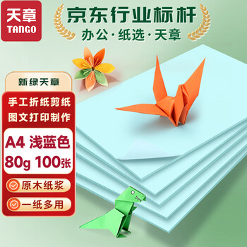 天章 （TANGO）A4 80g浅蓝色复印纸 彩色打印纸 儿童幼儿园软卡纸 学生手工DIY折纸剪纸彩纸 非硬卡纸  100张/包