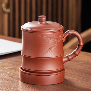 景德镇紫砂杯泡茶杯办公室家用紫砂个人杯喝茶杯子带盖马克杯喝水高升