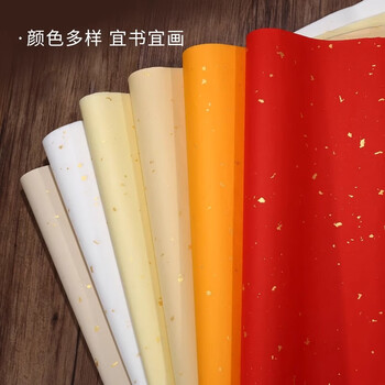 檀烨轩彩色宣纸加厚洒金生宣纸仿古大红双面彩色宣纸毛笔字作品纸书法专用纸龙纹款万年红四尺整张25张