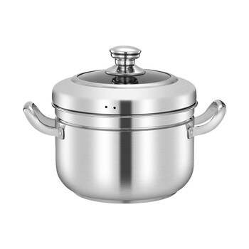 日式小蒸锅1层304不锈钢家用加厚沥水蒸饭锅单层隔水多用蒸煮汤锅