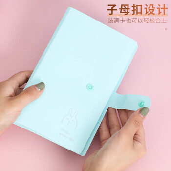 递乐 小卡收纳册120卡学生火车票收藏册拍立得简约名片夹透明卡包盲盒卡片追星卡册 ECL-037粉色