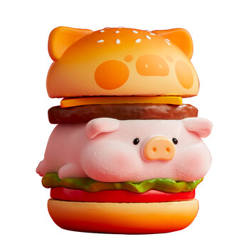 绿野客lulu猪汉堡罐头猪lulu叠叠乐汉堡吊卡周边潮玩异色限定小杨哥现