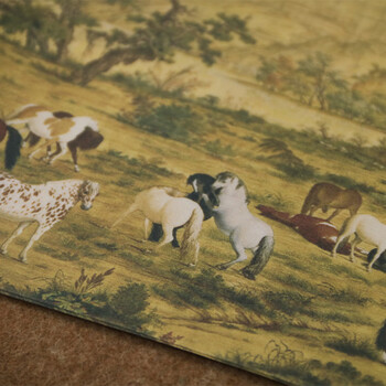 一海堂 文化宣纸文房四宝中国风古风书法创作参展正面不洇背面不透 微喷古画宣纸-百骏图 34*138cm 5张/包