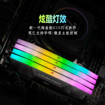 美商海盗船 (USCORSAIR) 96GB(48Gx2)套装 DDR5 5600 台式机内存条 复仇者 RGB灯条 黑色 C40