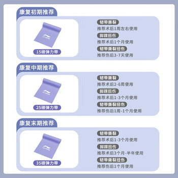 李宁弹力带拉力带康复训练腿部脚踝跟腱拉伸恢复健身力量训练器材15磅