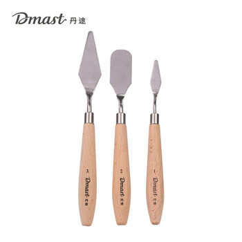 得力（deli）美术刮刀丹途刮画刀(3个/套)圆头平头水粉丙烯油画刮刀颜料调色刀RT10