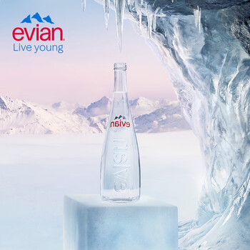 依云（evian）矿泉水 750ml*12瓶 玻璃瓶饮用水高端矿泉水法国进口会议商务用水