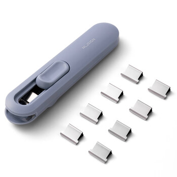 得力（deli）纽赛推夹器可夹40页纸 1个推夹器+8个补充夹 蓝色NS085-A