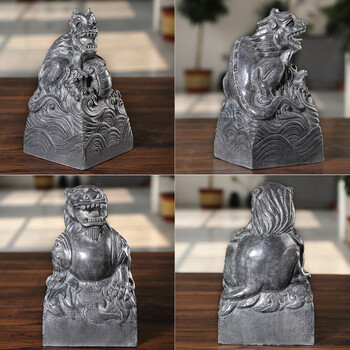 石雕石头青石四神兽青龙白虎朱雀玄武风水装饰石材摆件四方位高20方11