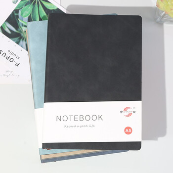 申士 SHEN SHI A5商务笔记本子肤感皮面记事本学生日记本软面抄记事本可印LOGO100张JD25-100黑色1本