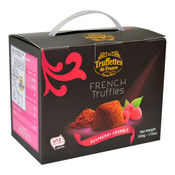 乔慕（Truffles）法国松露形巧克力70%纯可可脂美味巧克力代可可脂零食节日送礼 覆盆子味 礼盒装 500g 代可可脂