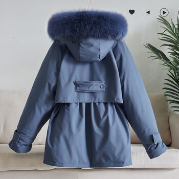 冬装棉服冬季女派克服女棉衣女绒外套防寒服上装y878款蓝色s80110斤