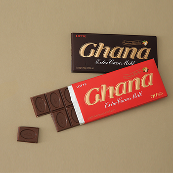 韩国零食品lotte乐天加纳巧克力板70g6板黑红ghana婚庆喜糖礼物红加纳