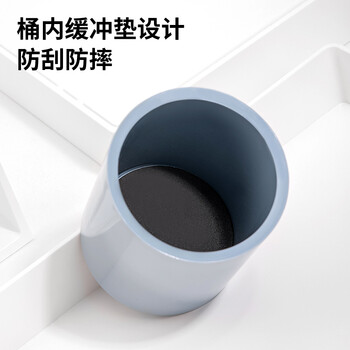 得力（deli）加厚圆形桌面笔筒 办公桌面整理化妆品收纳盒 德国创意设计 办公用品 琉璃蓝NS023