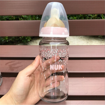 新生儿宽口径玻璃奶瓶 宝宝吸管杯婴儿仿真母乳奶嘴防胀气 粉水滴240