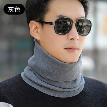 脖套男骑行冬季围脖护颈秋冬小围巾男士保暖加厚套头遮脸面罩户外灰色