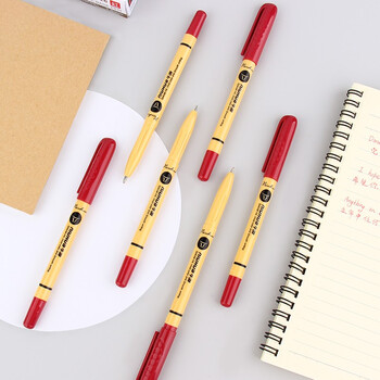 金万年【12支中油笔】1.0mm红色牛滑圆珠笔拔帽 英文书法笔 原子笔办公用品G-3126-003