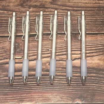 按动弹簧中性笔精工水性笔黑笔签字笔学生用水笔6支笔透明笔杆