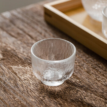 果酒杯 日式玻璃锤纹小酒壶清酒杯子家用一口杯梅子酒杯白酒果酒杯小
