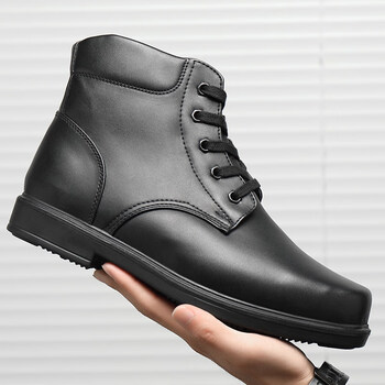 蓝尹情保暖棉皮鞋羊毛寒冬靴寒区毛皮靴羊毛靴方头寒靴男士定制联名款