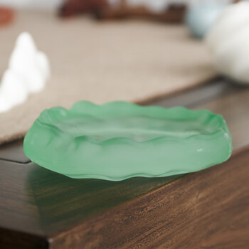 一海堂 文化 墨碟 墨海 磨砂琉璃墨碟 毛笔架笔搁墨液书法练字初学者入门练习放墨砚台 冰种墨碟-茶绿色