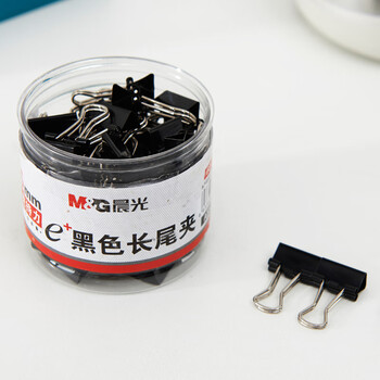 晨光(M&G)文具ABS92737 6号15mm 黑色长尾夹 小号金属票据夹 Eplus系列办公燕尾夹60个/盒 3盒