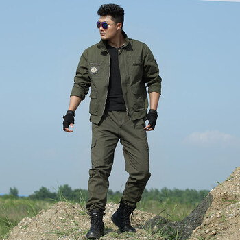 特战服装军训服春秋季军绿色休闲迷彩服套装男战术耐磨劳保工作服军衣