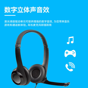 罗技H390【企业级】有线耳机耳麦 USB耳机头戴式立体声降噪耳麦笔记本办公 石墨黑 升级版【团单优惠】