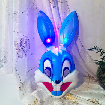 兔子面具儿童卡通动物六一礼物万圣节舞台表演道具北极象发光兔子蓝色