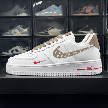 莆田荔枝纹空军一号男女鞋af1联名款板鞋权志龙aj低帮运动鞋纯白 白橙