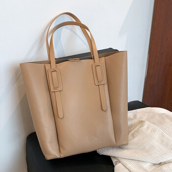 红大容量包包2022新款潮春夏质感女包复古手提包百搭单肩托特包卡其色