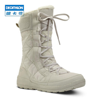 迪卡侬(decathlon)期保暖棉靴女冬季加厚短筒雪地鞋女士ods 浅白垩灰 