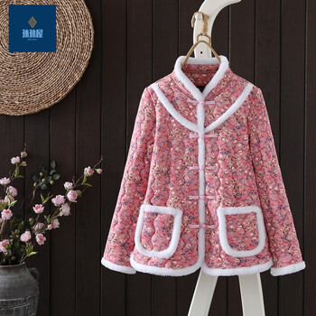 孙孙屋东北花棉袄女中国风短款袄2023冬季时尚长袖棉袄碎花珍珠扣小