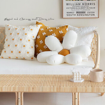 艾薇 沙发抱枕靠垫床上靠枕汽车腰靠办公室小雏菊花朵含抱枕套芯 花颜