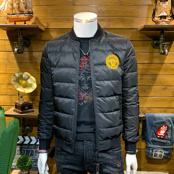 范思哲(versace)男装瓦萨琪服男短款加厚冬季刺绣潮牌亮面棒球领欧货