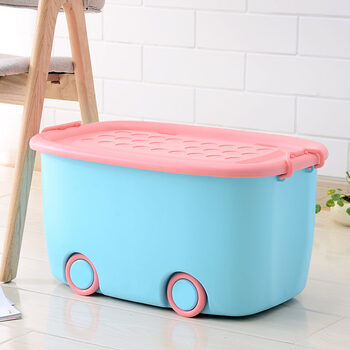 学生装书箱子塑料有轮子  大号儿童收纳箱塑料玩具衣服整理箱收纳盒