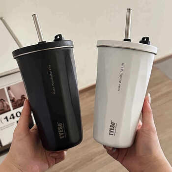 繁季保温杯大容量咖啡水杯子吸管高颜值不锈钢便携随行车载男女士学生