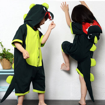 小恐龙睡衣连体可外穿小孩睡袍儿童搞怪家居服霸王龙居家服连帽可爱