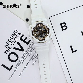 圣猴时(shhors)女款电子手表夜光两地时间闹铃独角兽小巧甜酷ins运动