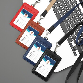 嘉然恒 真皮工作牌企业员工胸牌证件卡套带收纳卡位挂脖牌会议出入证工作证套牛皮材质可定制 棕色竖款 嘉然恒 真皮工作牌企业员工胸牌证件卡套带收纳卡位挂脖牌会议出入证工作证套牛皮材质可定制 棕色竖款