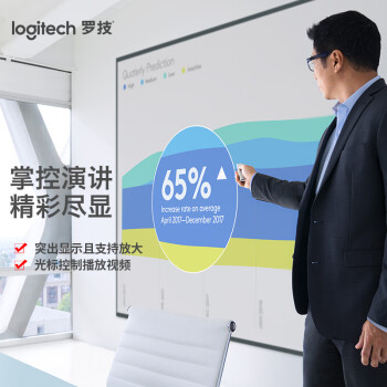 罗技（Logitech）Spotlight 无线演投影笔 远程视频会议翻页笔 非激光笔 放大聚焦液晶屏可显（灰色）