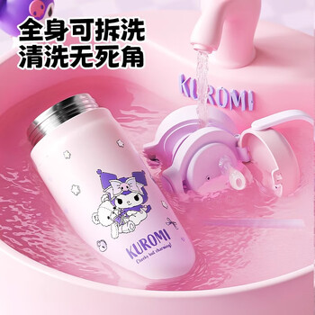 Vanow纯钛儿童保温杯女生带吸管便携小学生上学专用水杯子库洛米