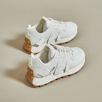 阿甘鞋女2023秋季新款百搭显脚小码34学生跑步运动鞋米白色34x女款
