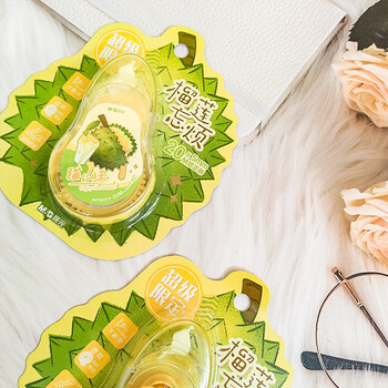 晨光 榴莲忘烦 20米修正带白色PET带芯不断带卡通水果20M涂改中小学生备考试改错ACT523Y3文具 12卡/盒 1盒