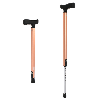 进口依利铝合金老人记忆拐杖单手拐老年拐棍送长辈礼品 玫瑰金单只