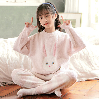 儿童长袖家居冬季保暖衣睡衣趴体 小兔子 140