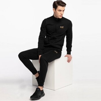 阿玛尼（ARMANI） 男装休闲运动套装外套运动服长袖秋冬新款 黑色 XL