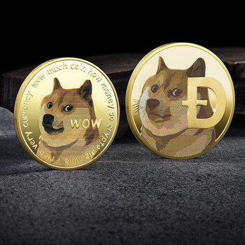 dogecoin纪念章镀金纪念品马斯克金币亚运彩印双面金色双面狗狗金色