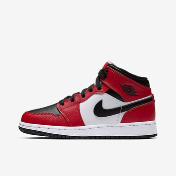 耐克nike耐克nikeairjordan1midaj1中帮黑白红女子休闲篮球鞋